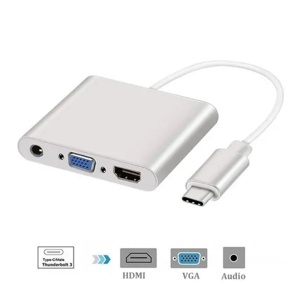 Convertidor Tipo C A Hmdi 4k Vga Con Audio 3.5mm 3 En 1 Mult S0939