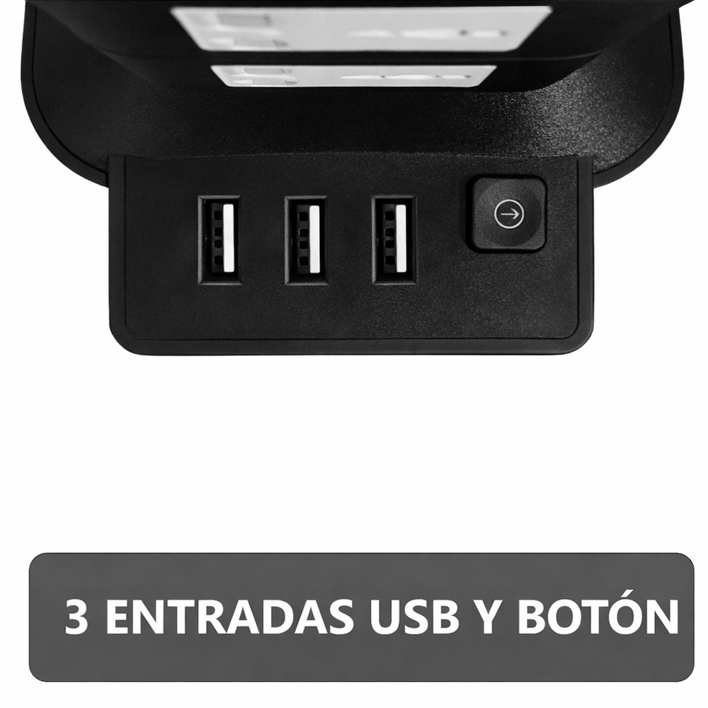 Extensión Torre Multicontacto de 8 Enchufes y 3 Puertos USB 2500W S2072