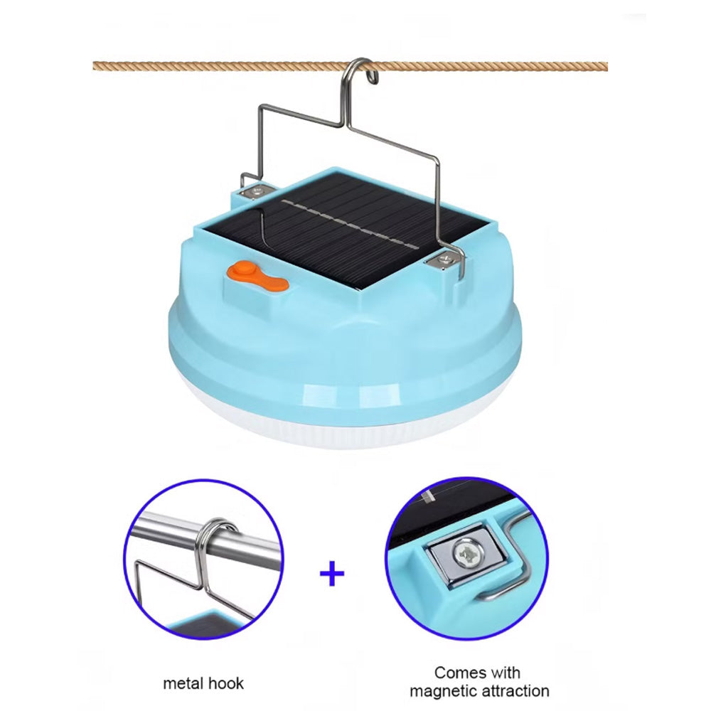 Lámpara Solar Portátil de Camping con Batería de Alta Capacidad y Gancho Versátil celeste 150W S2152