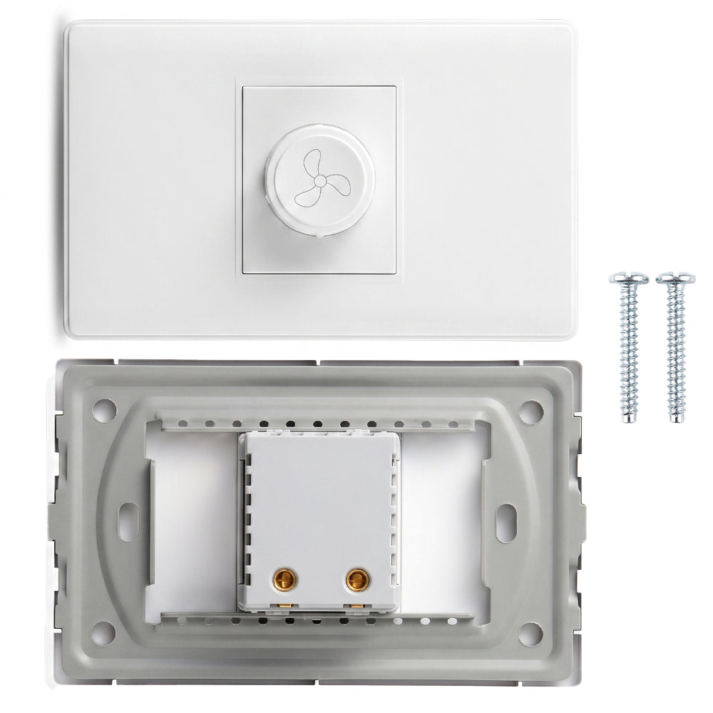 Interruptor Regulador de Pared para Ventilador Dimmer Giratorio 300W 250V Blanco S2255