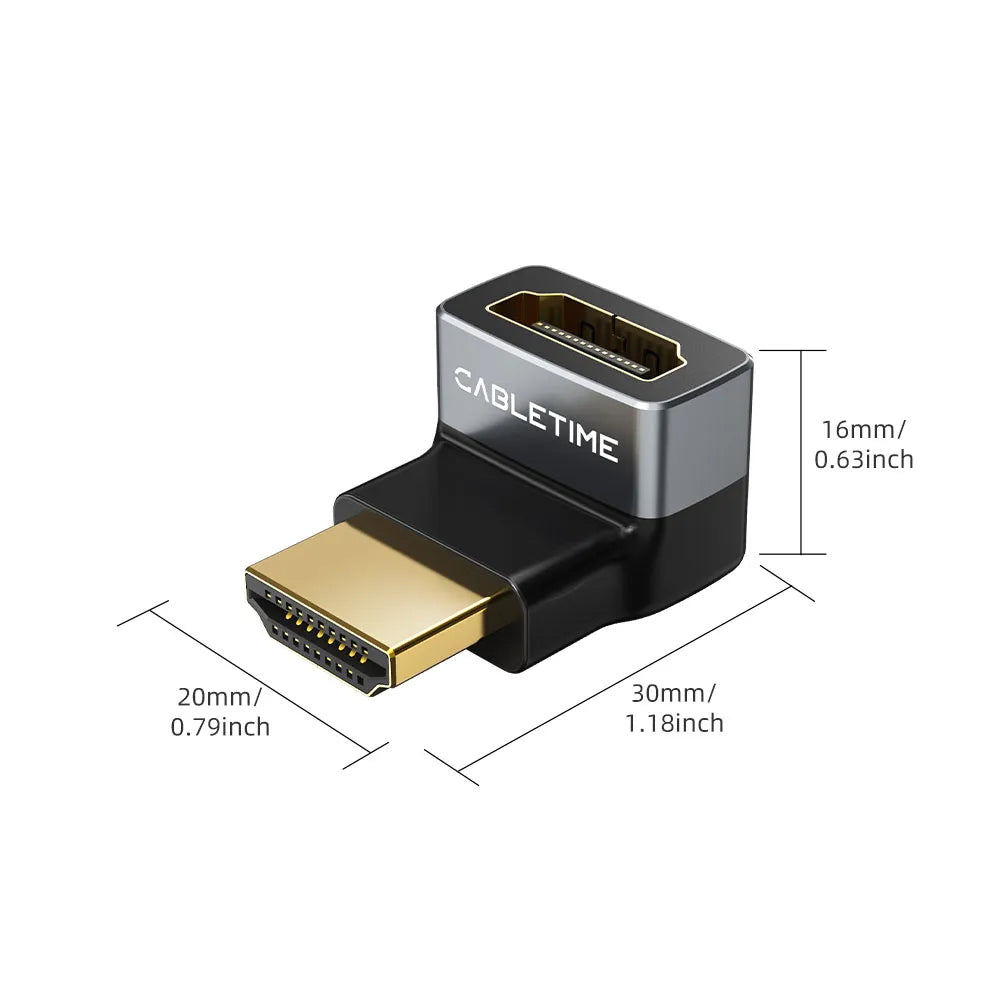 Adaptador HDMI 2.1 Macho a Hembra de 270 Grados 8K Ultra HD Codo CABLETIME S2169