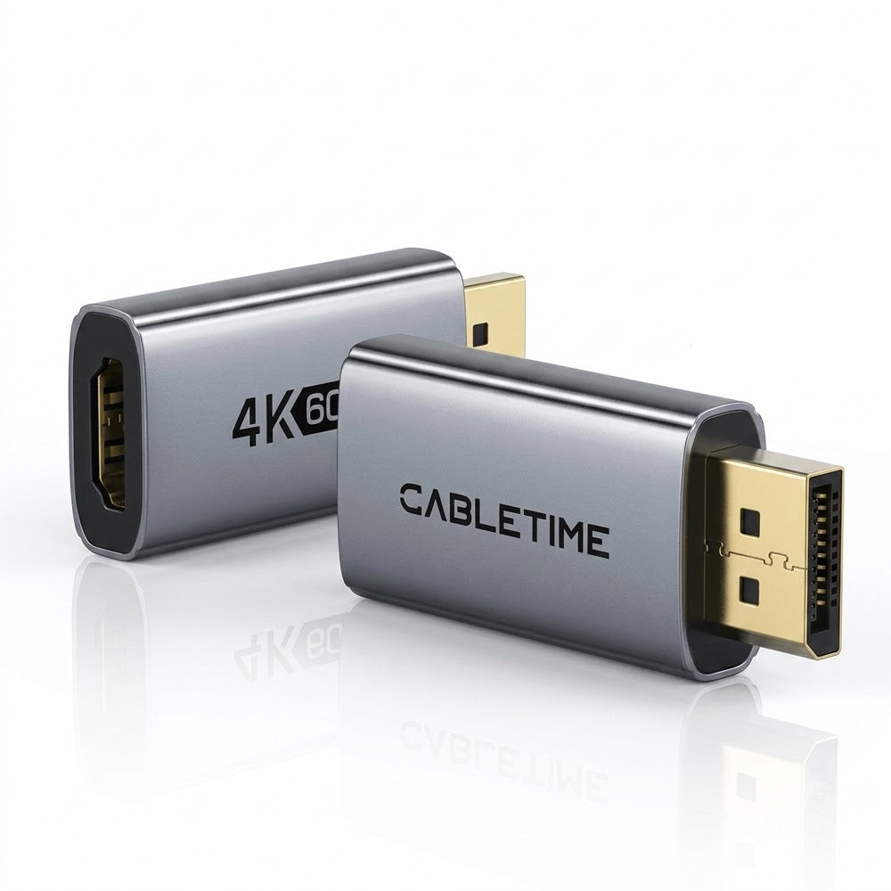 Adaptador DisplayPort Macho a HDMI Hembra 4K a 60Hz CABLETIME de Aluminio S2170