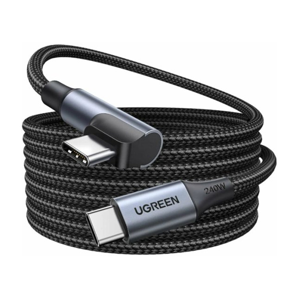 Cable USB-C a USB-C Ugreen Tipo L 90° Carga Rápida 240W PD 3.1 Trenzado 1M 85225 S2210