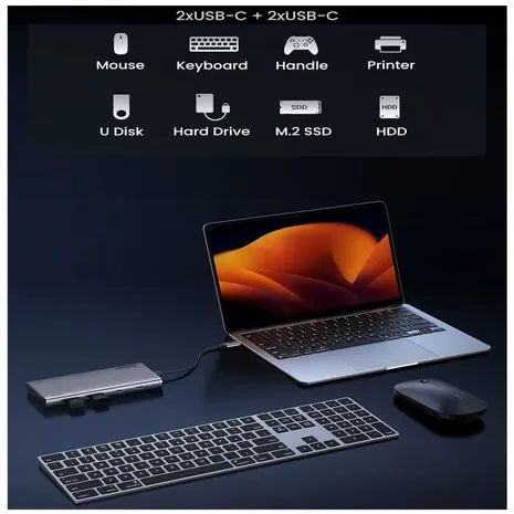 Adaptador Hub USB-C Ugreen Revodok 8 en 1 Triple Pantalla 4K 2x HDMI DisplayPort 10Gbps PD 100W CM639 S2205