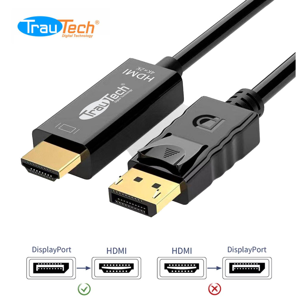 Cable Convertidor DisplayPort a HDMI 4K@30Hz TrauTech 1.8 Metros S2101