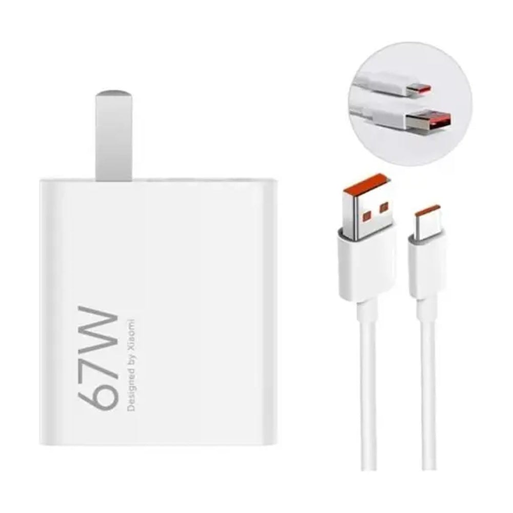Cargador Xiaomi 67W Turbo Charge con Cable USB-A a USB-C Adaptador Original de Carga Rápida S2044