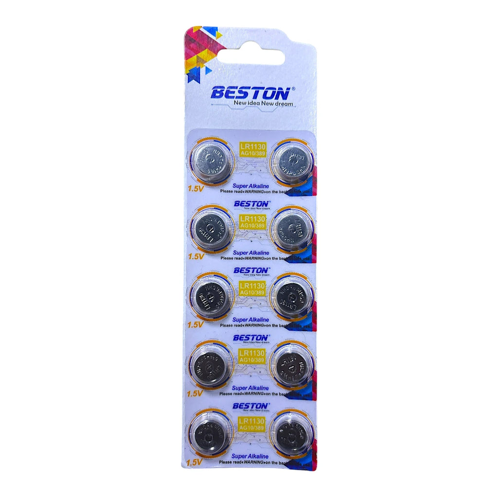 Caja x 20 Blísters x 10 baterias LR1130 BESTON AG10 / 389A 1.5V pilas boton s2055