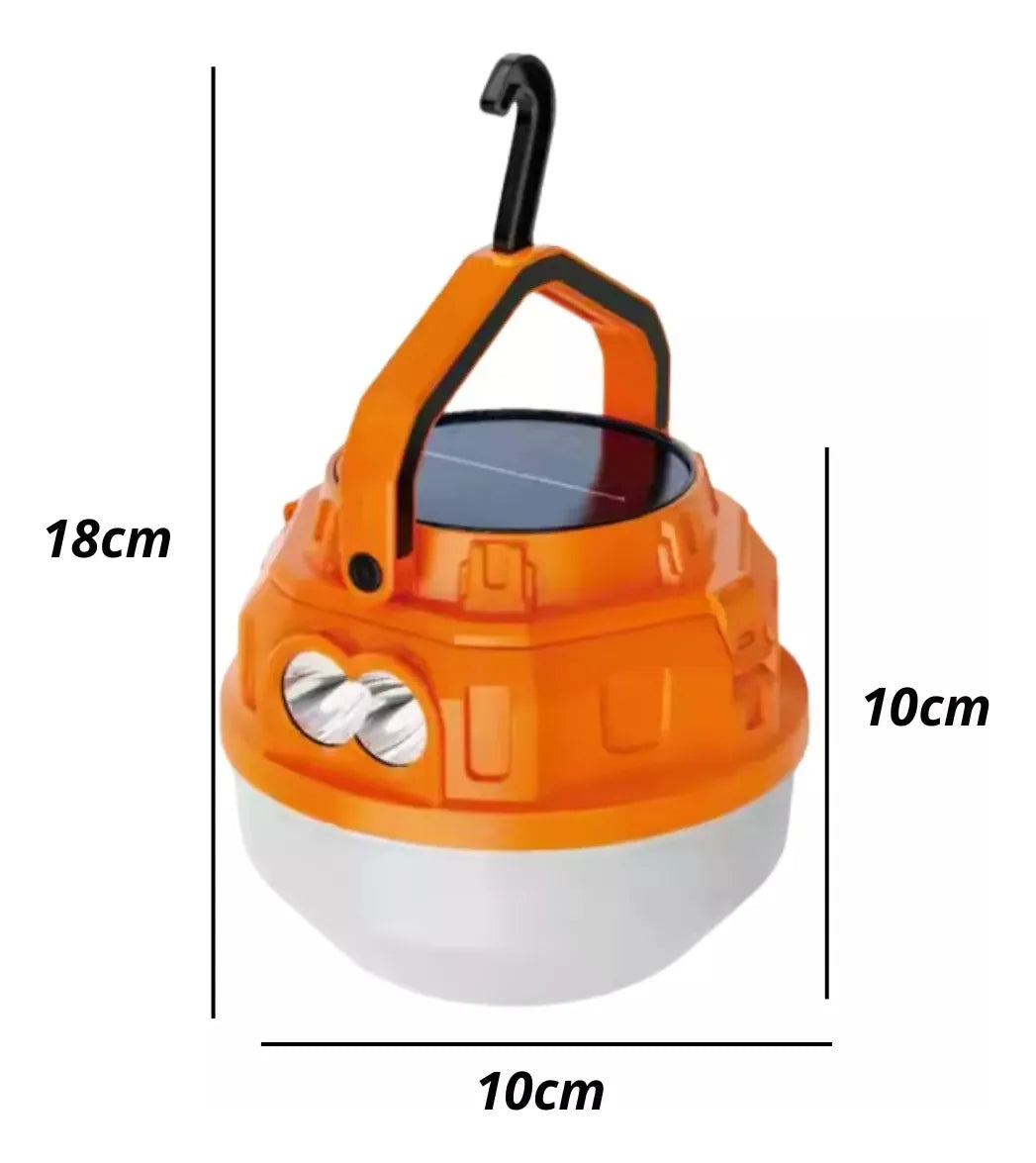 Foco Linterna LED Recargable Solar y USB 100W para Camping y Emergencias Naranja S2067