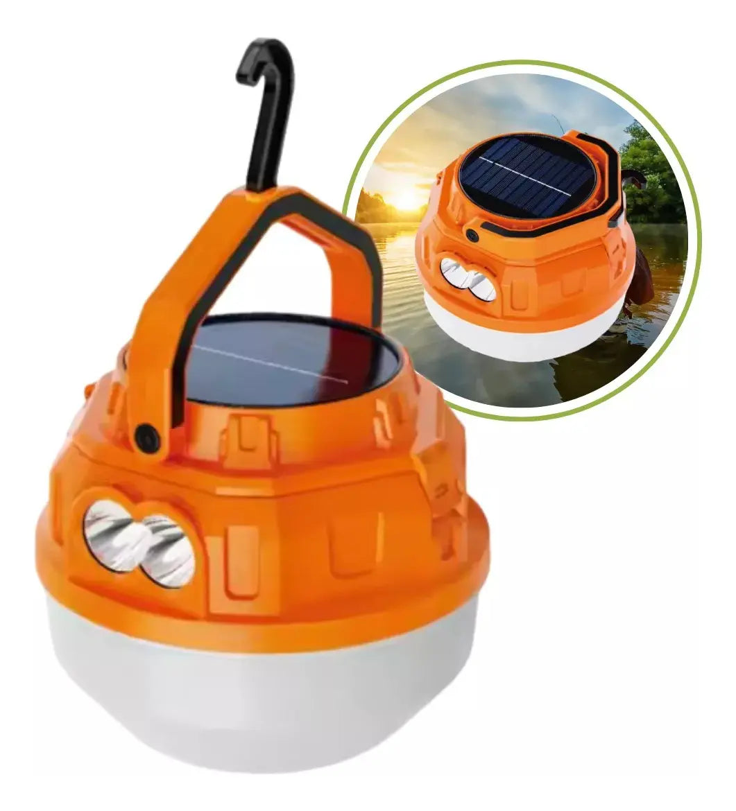 Foco Linterna LED Recargable Solar y USB 100W para Camping y Emergencias Naranja S2067