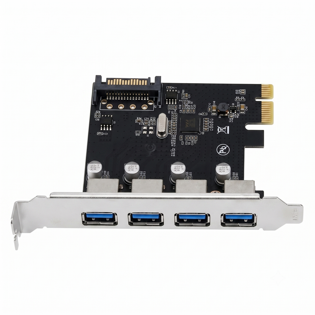 Tarjeta de Expansión PCI-Express PCI-E a 4 Puertos USB 3.0 SuperSpeed 5Gbps Chipset VIA Alimentación SATA s2260