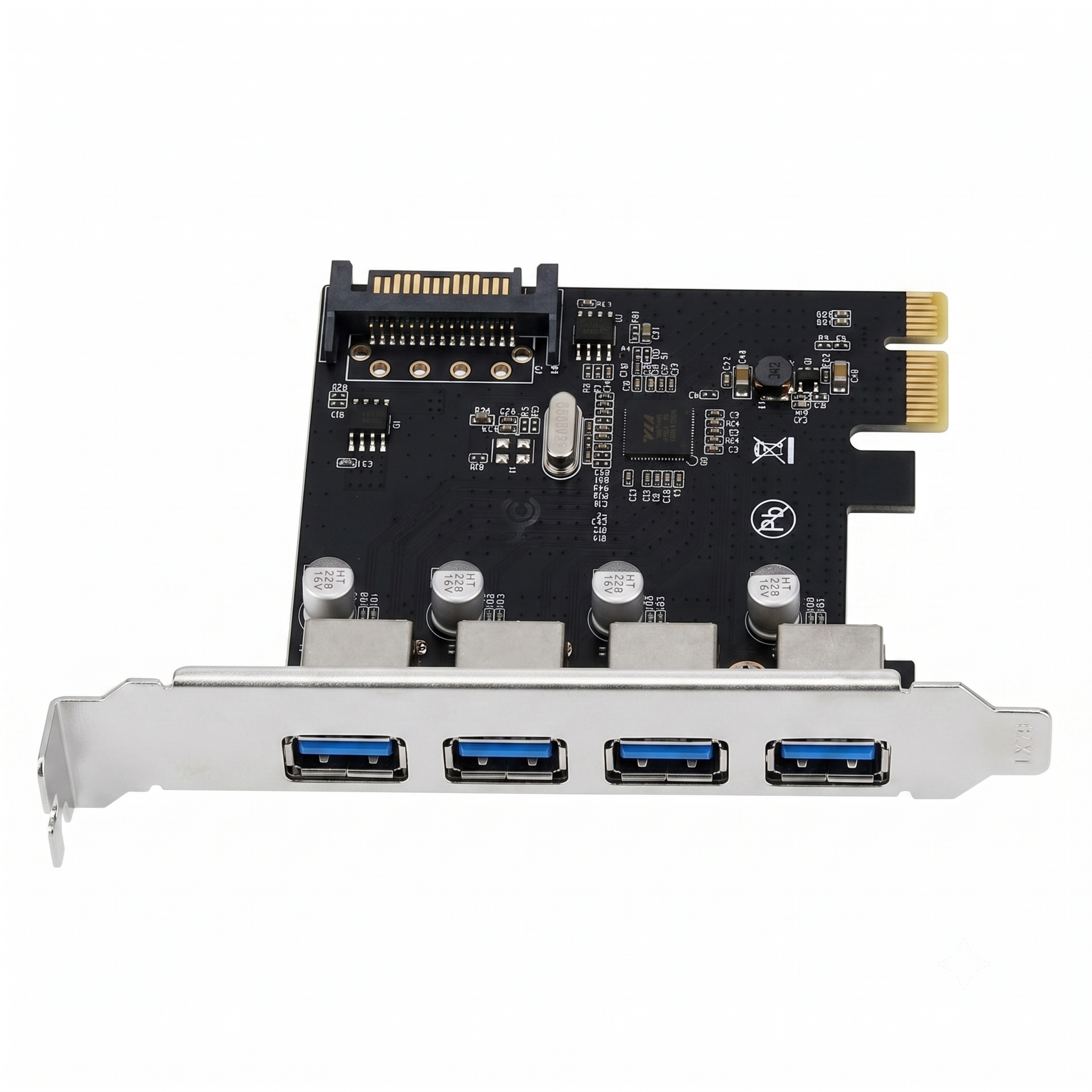 Tarjeta de Expansión PCI-Express PCI-E a 4 Puertos USB 3.0 SuperSpeed 5Gbps Chipset VIA Alimentación SATA s2260