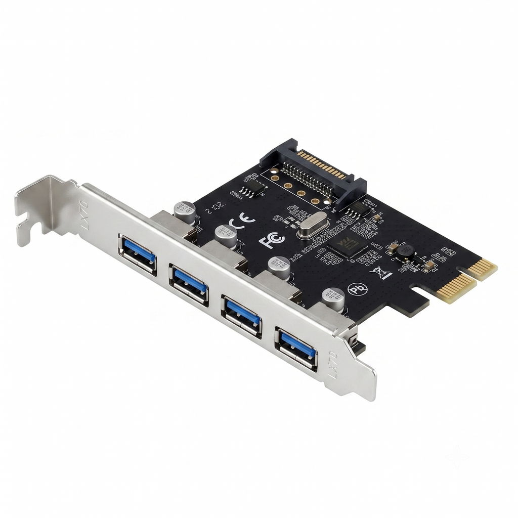 Tarjeta de Expansión PCI-Express PCI-E a 4 Puertos USB 3.0 SuperSpeed 5Gbps Chipset VIA Alimentación SATA s2260