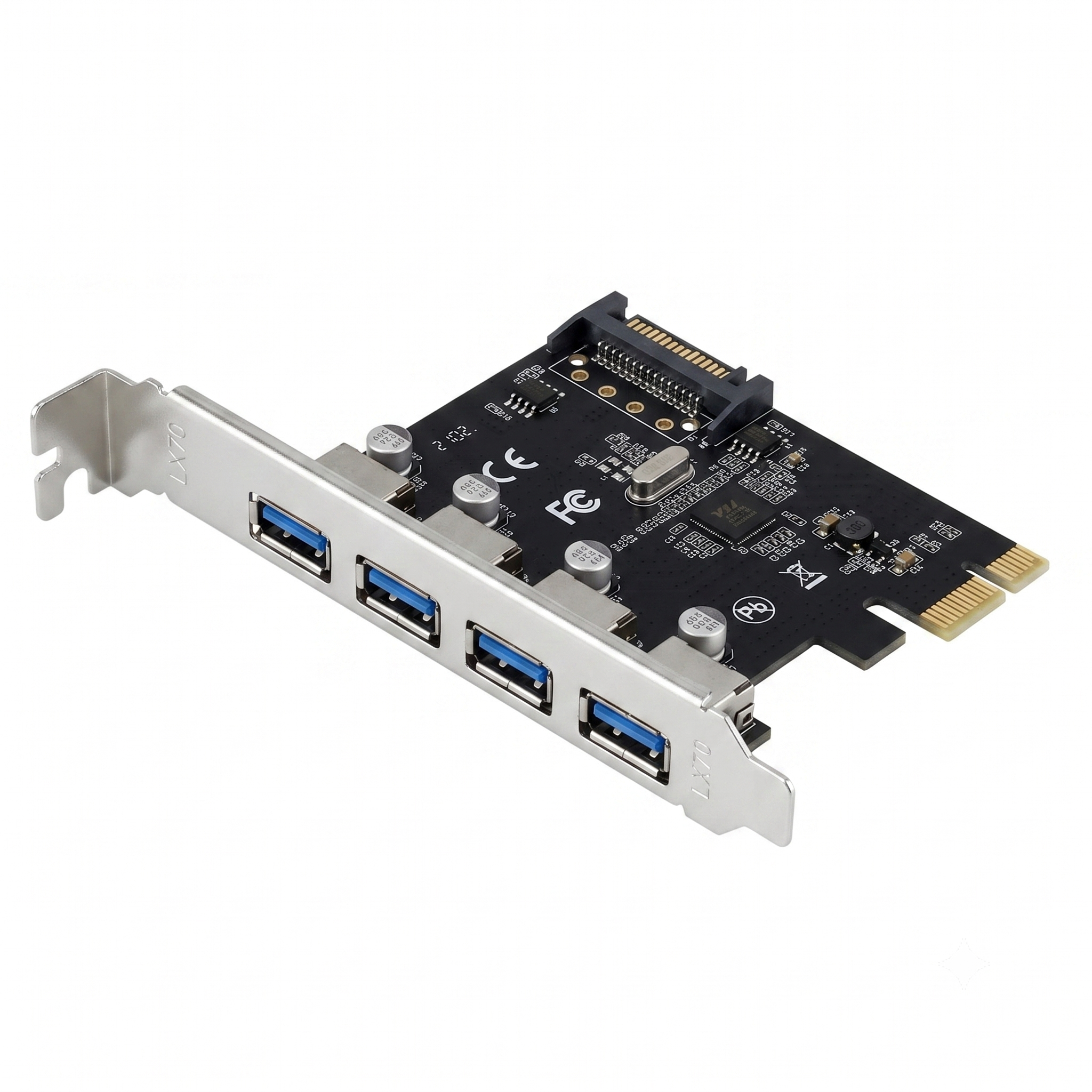 Tarjeta de Expansión PCI-Express PCI-E a 4 Puertos USB 3.0 SuperSpeed 5Gbps Chipset VIA Alimentación SATA s2260
