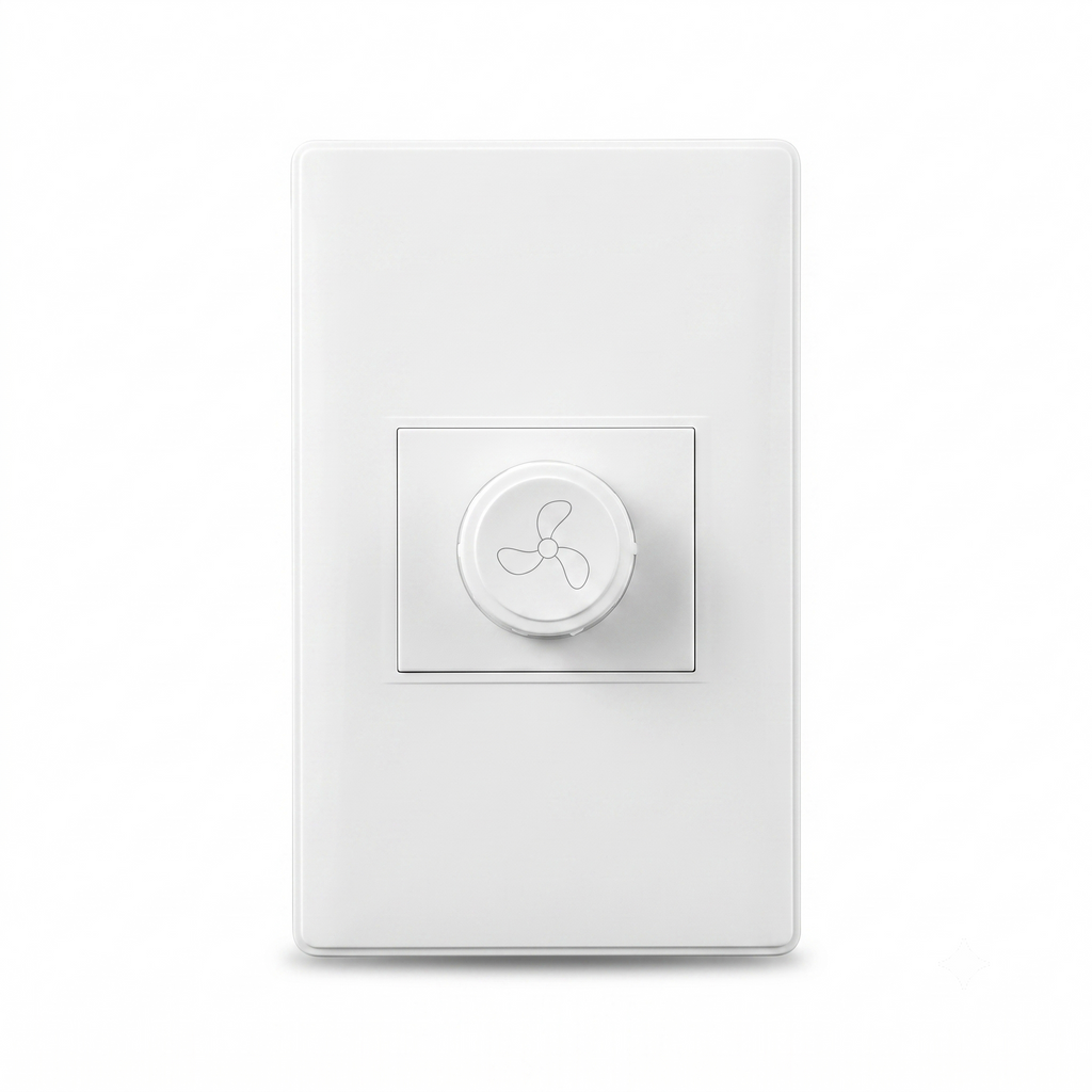 Interruptor Regulador de Pared para Ventilador Dimmer Giratorio 300W 250V Blanco s2255