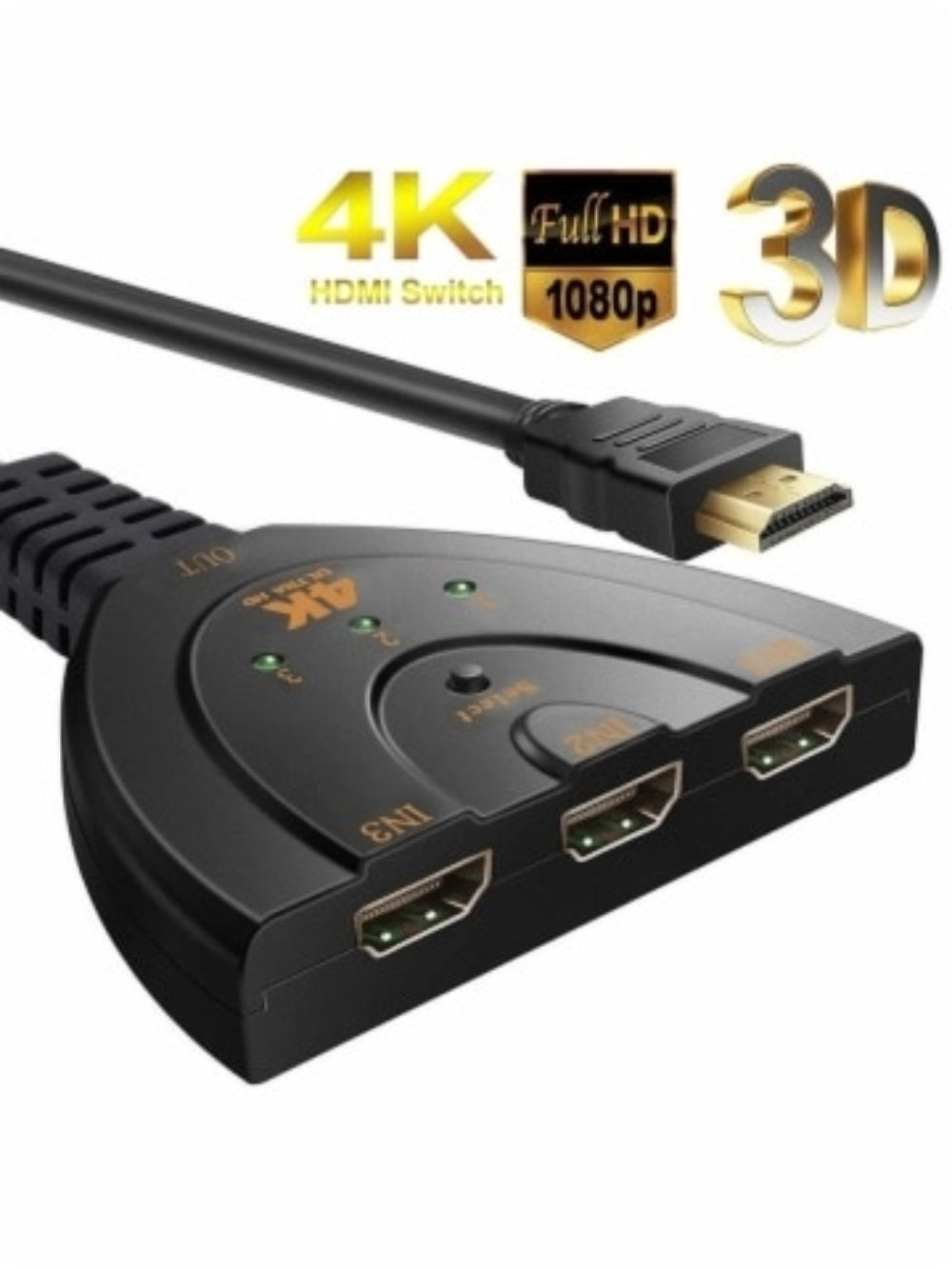 HDMI Switch 4K 3 x 1 Splitter con Cable Full HD 1080p 3D Multiplicador S0099