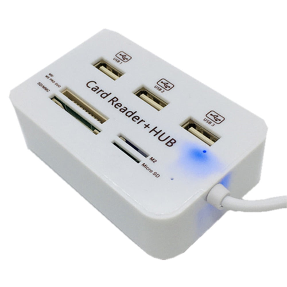 Hub 3 Puertos USB 2.0 + Lector Memoria SD MMC - Micro SD - M2 - MS PRO DUO J0019