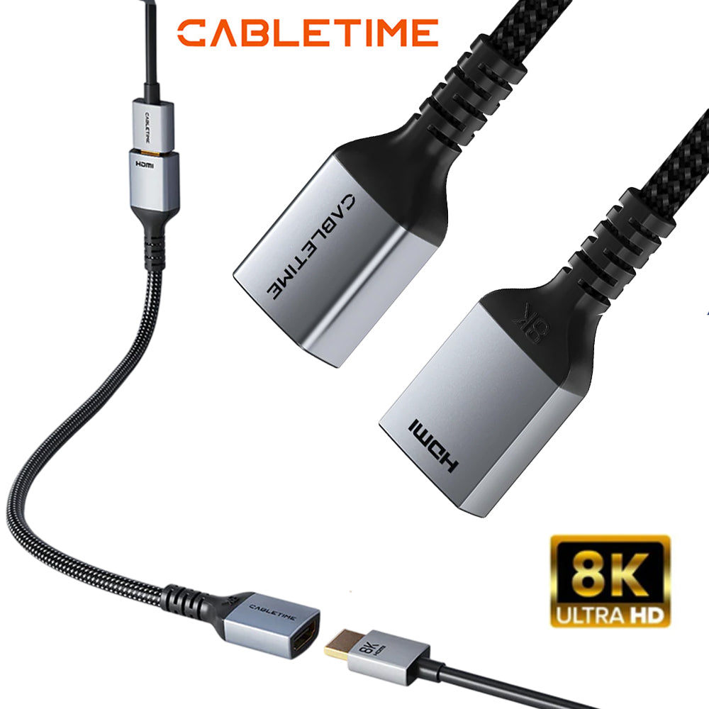 Cable Extensor HDMI 2.1 Hembra a Hembra 8K a 60Hz 48Gbps CABLETIME de 0.5 Metros CH18E S2177