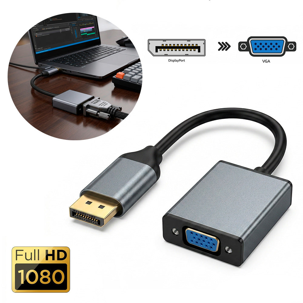 Adaptador Convertidor DisplayPort a VGA Full HD 1080p (20 cm) s2088