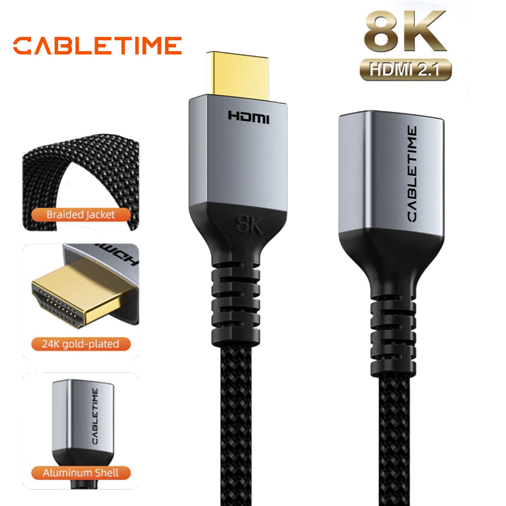 Cable Extensor HDMI 2.1 Macho a Hembra 8K a 60Hz 48Gbps 1 METRO CABLETIME Trenzado S2173