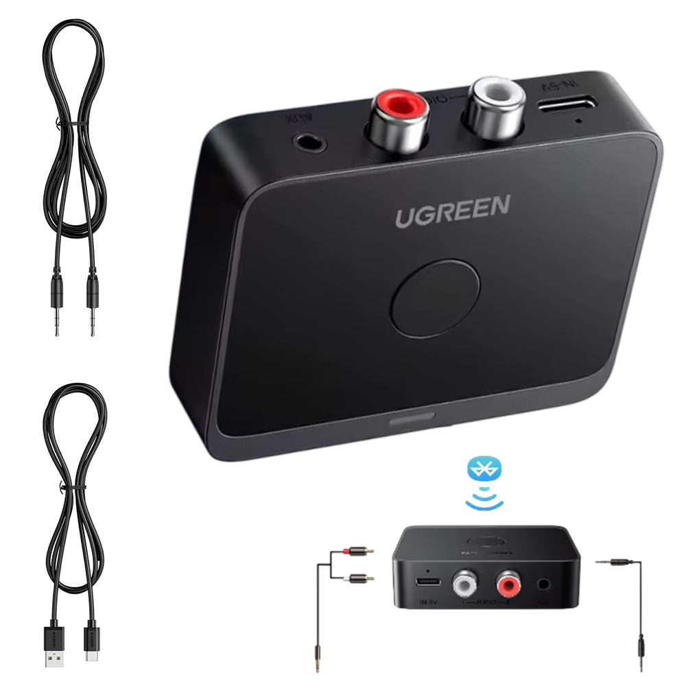 Receptor de Audio Bluetooth 6.0 Ugreen con LDAC Hi-Res Audio Salida RCA y 3.5mm Batería 15H 55545 S2212