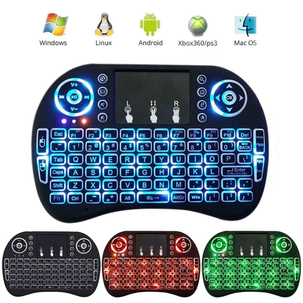 Mini Teclado Inalámbrico Airmouse Android Smart Tv Iluminado Negro S0013