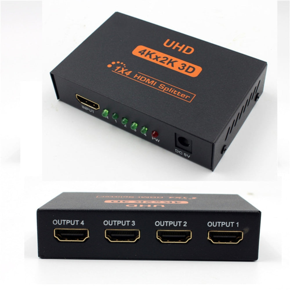 HDMI Splitter 1 x 4 2.0 Full HD 4K Multiplica Señal Conecta 4 TV Negro S0020