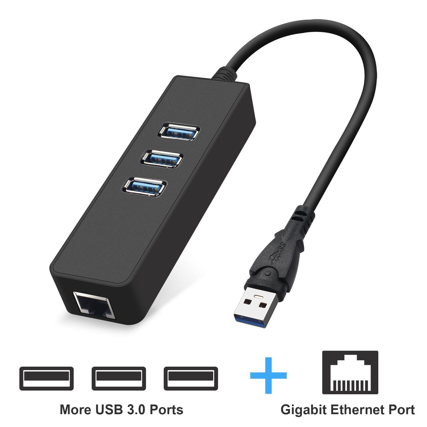 Adaptador USB 3.0 A RJ45 USB Lan Ethernet + Hub 3 Puertos S0093