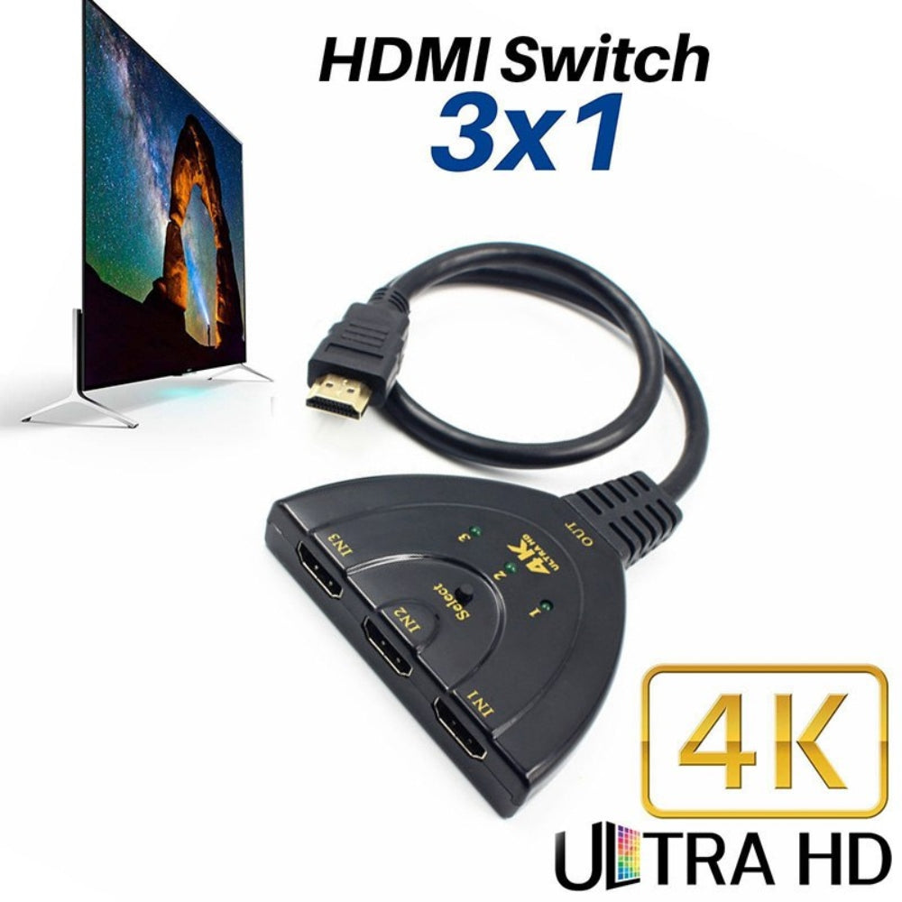 HDMI Switch 4K 3 x 1 Splitter con Cable Full HD 1080p 3D Multiplicador S0099