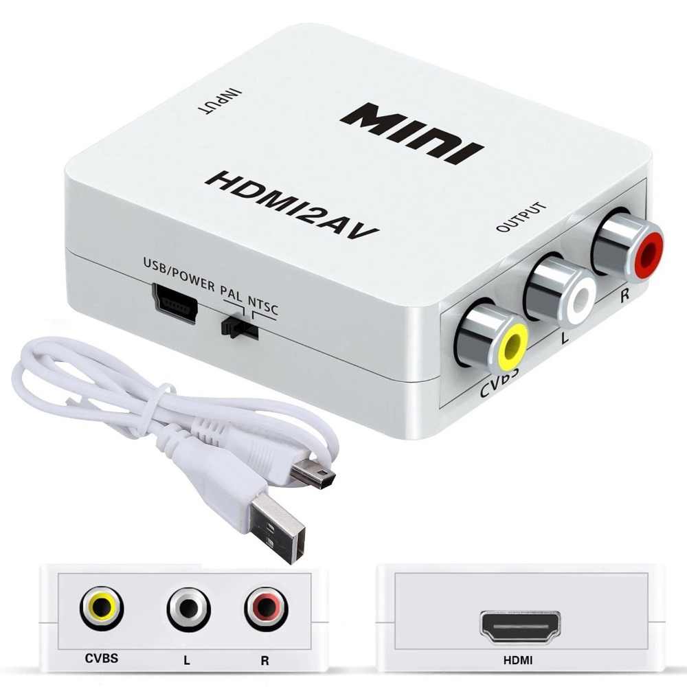 Convertidor Adaptador AV RCA a HDMI 1080p Full HD Video Blanco S0114