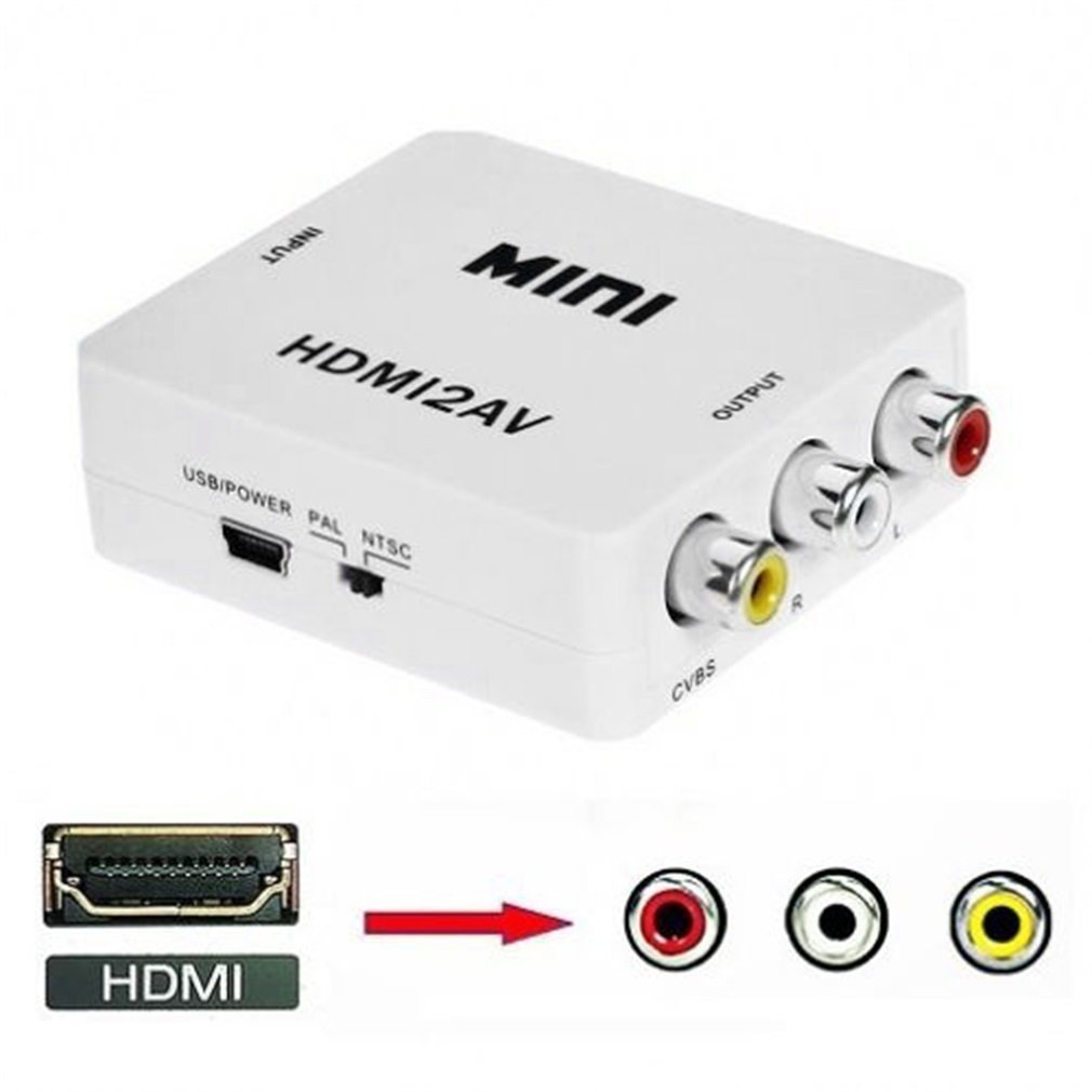 Convertidor Adaptador AV RCA a HDMI 1080p Full HD Video Blanco S0114