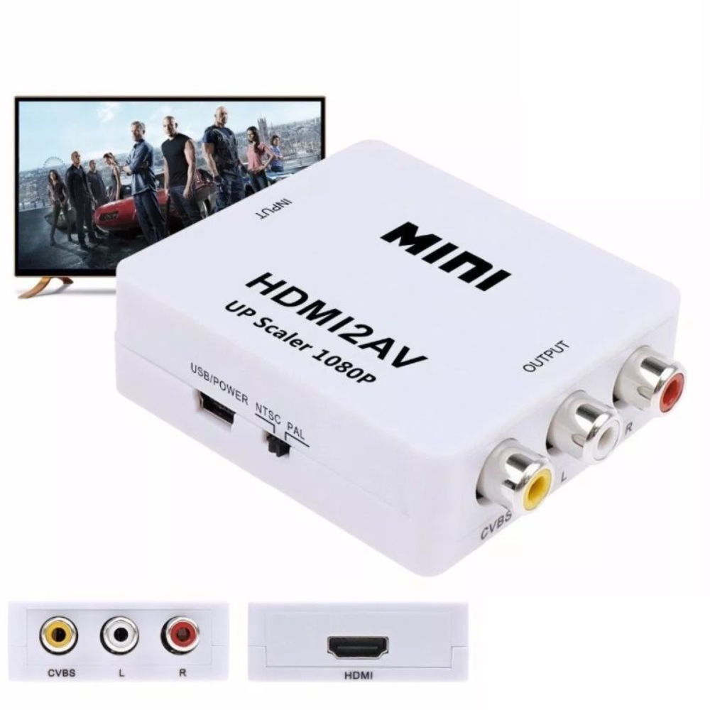 Convertidor Adaptador AV RCA a HDMI 1080p Full HD Video Blanco S0114