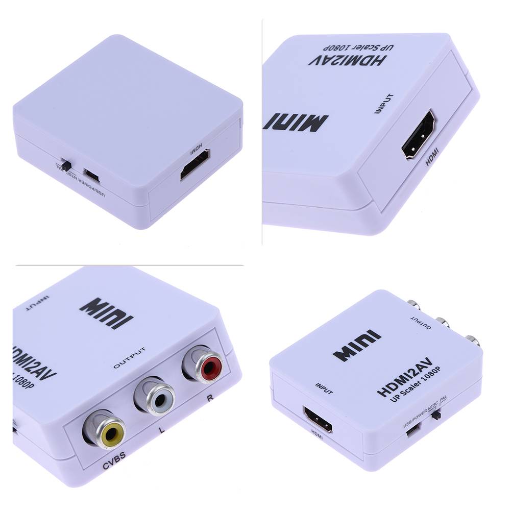 Convertidor Adaptador AV RCA a HDMI 1080p Full HD Video Blanco S0114