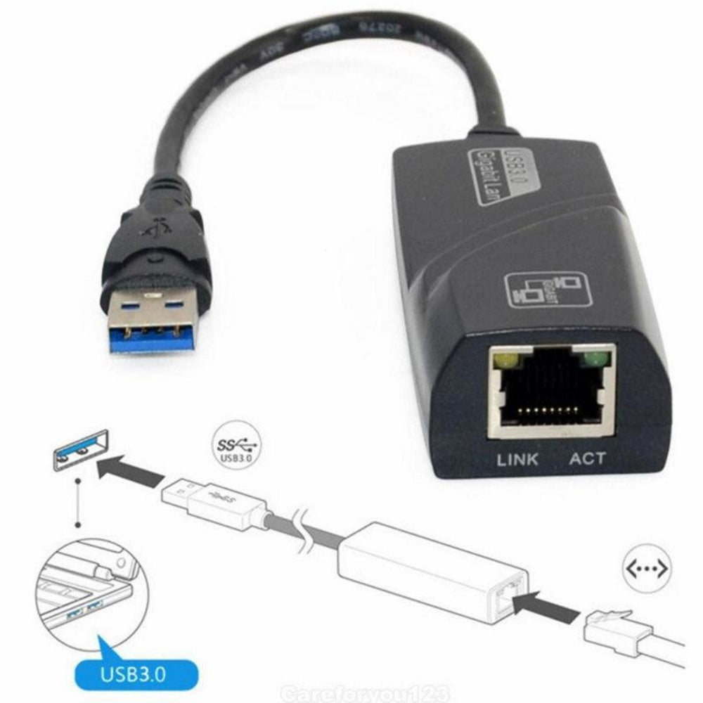 Adaptador USB 3.0 a RJ45 USB LAN Ethernet Windows Internet Gigabit S0132