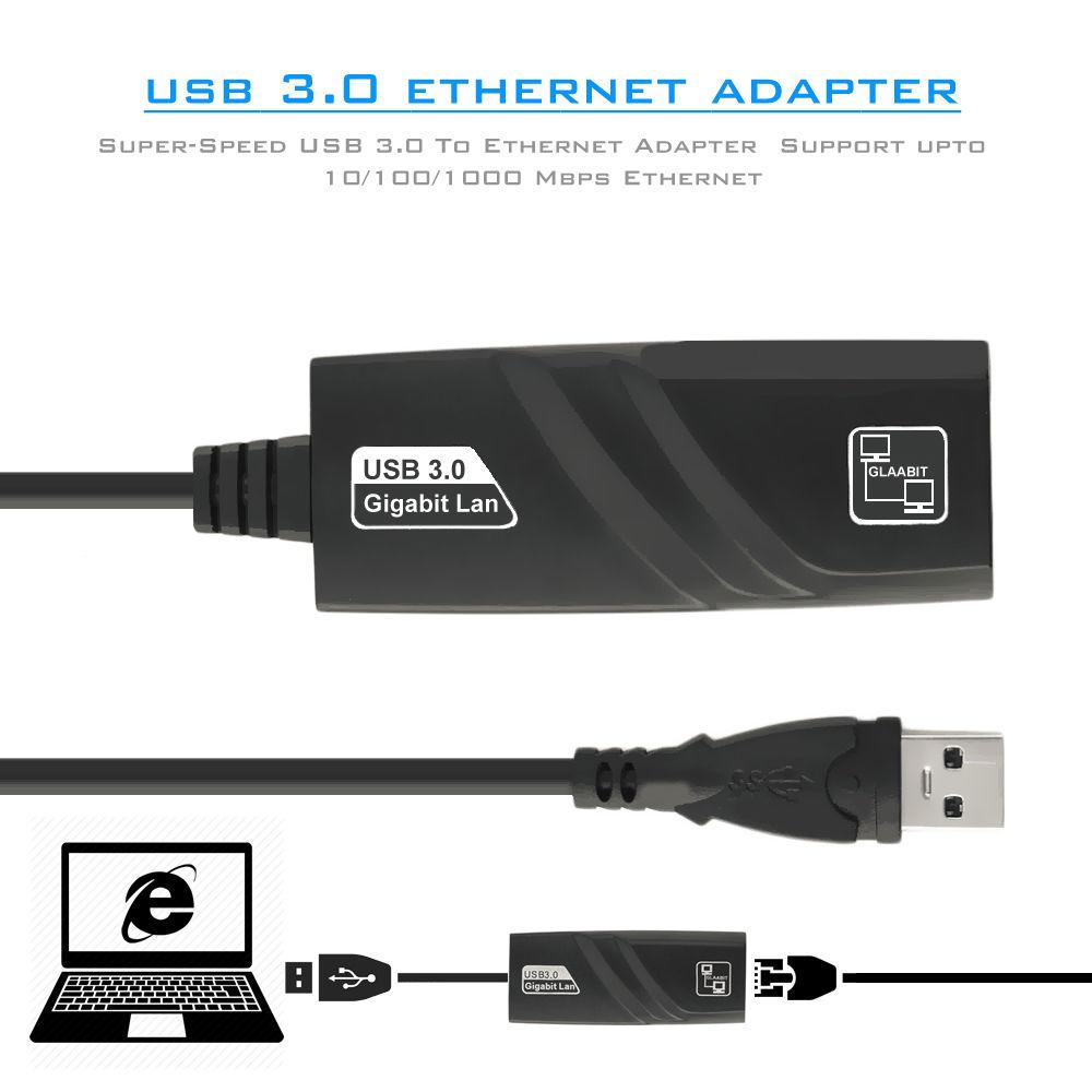 Adaptador USB 3.0 a RJ45 USB LAN Ethernet Windows Internet Gigabit S0132