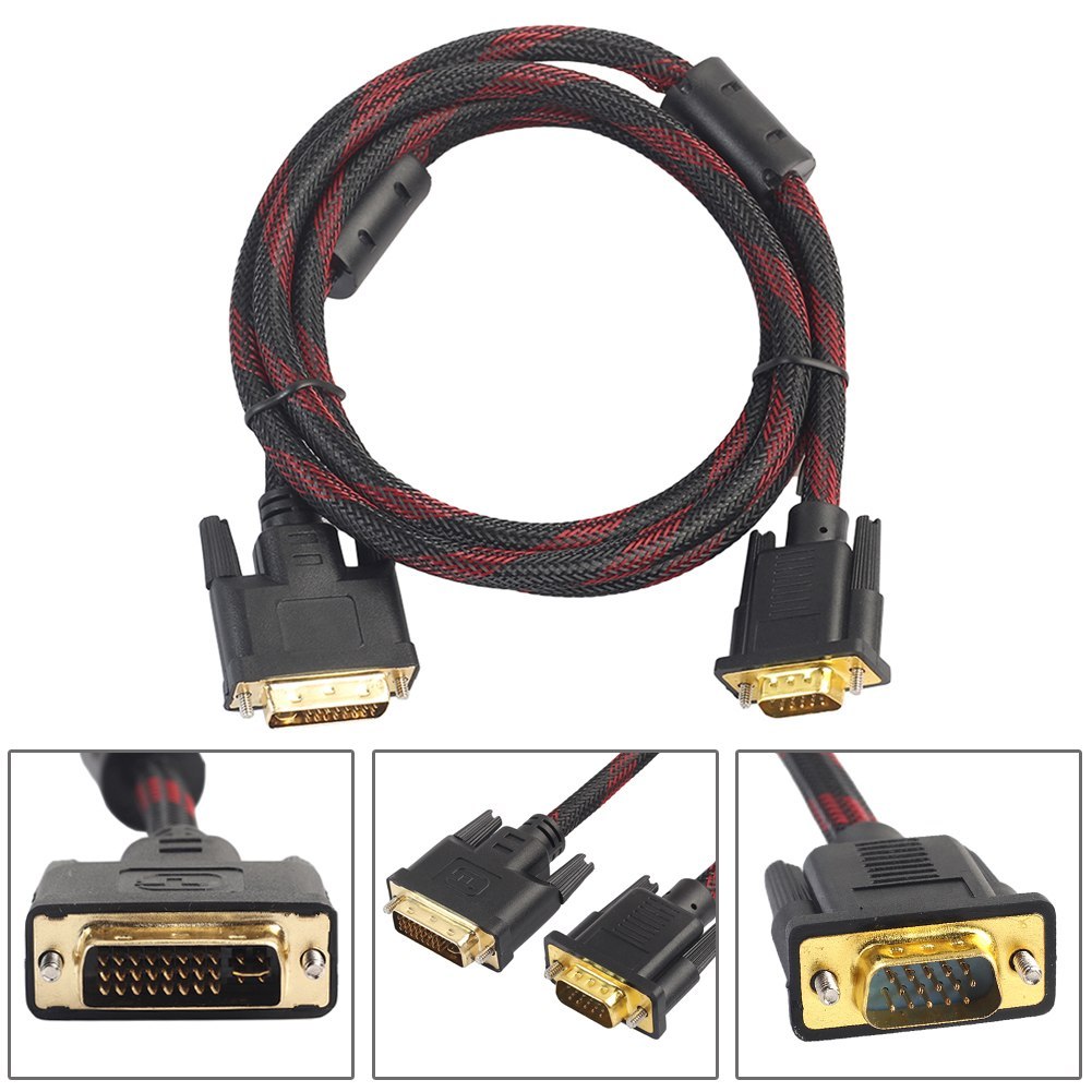 Cable DVI a VGA DVI-I 24 + 5 Turno a VGA Video HDTV DVD Enmallado S0137