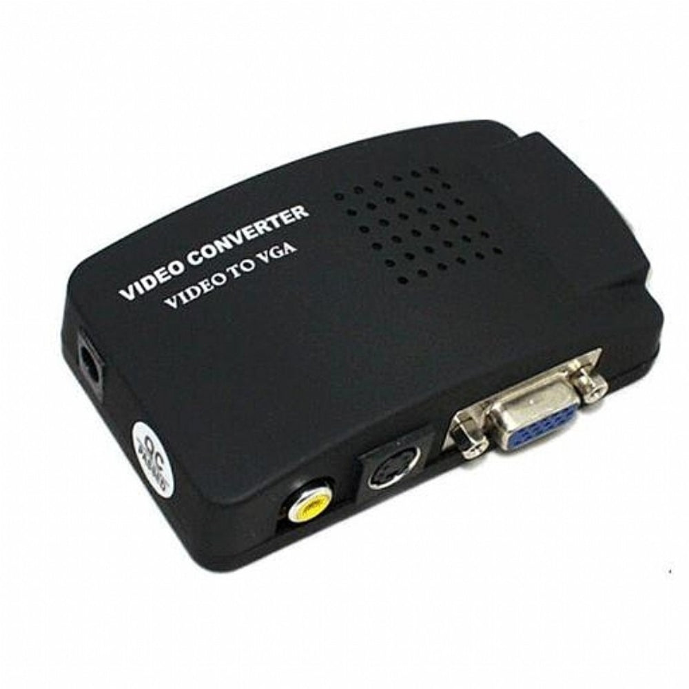 Adaptador Conversor De RCA S-Video a VGA Convertidor TV Negro S0186