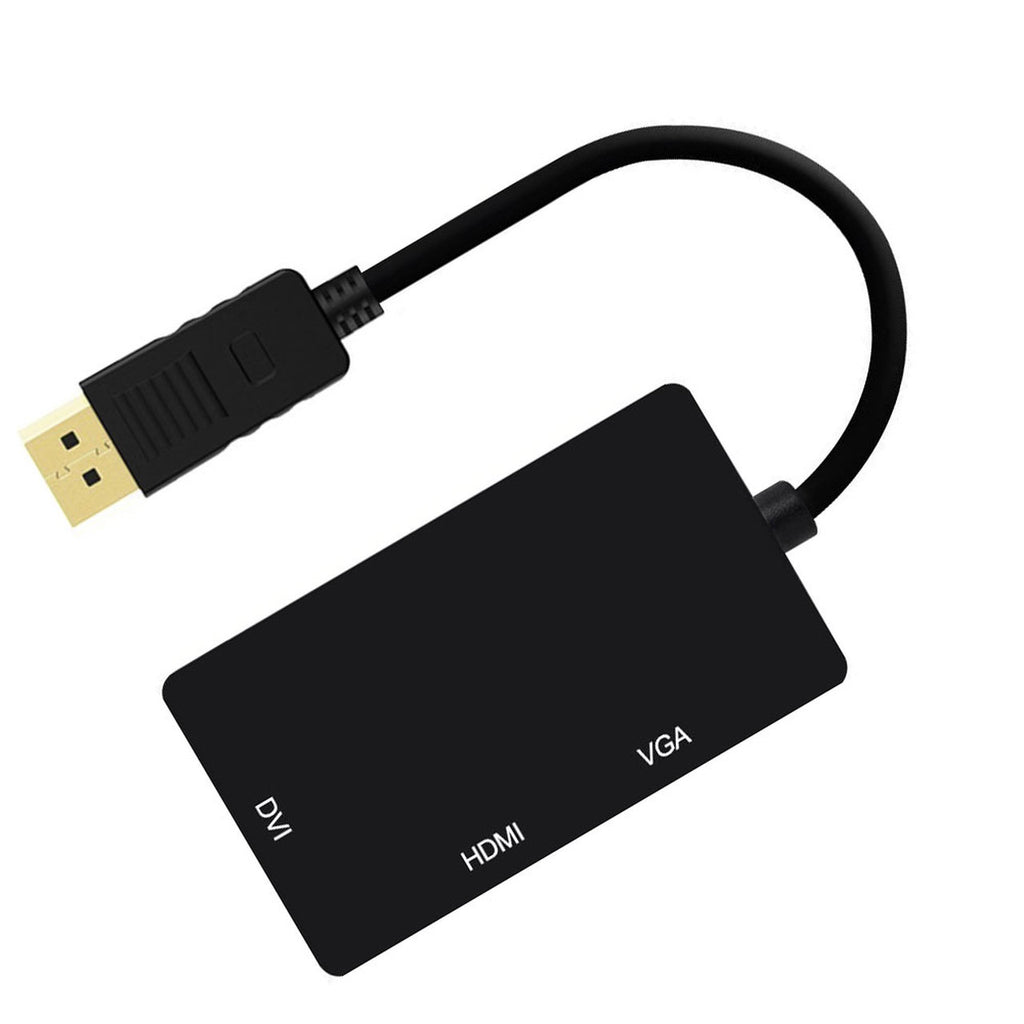 Convertidor 3 en 1 Displayport a HDMI VGA DVI Negro S0254