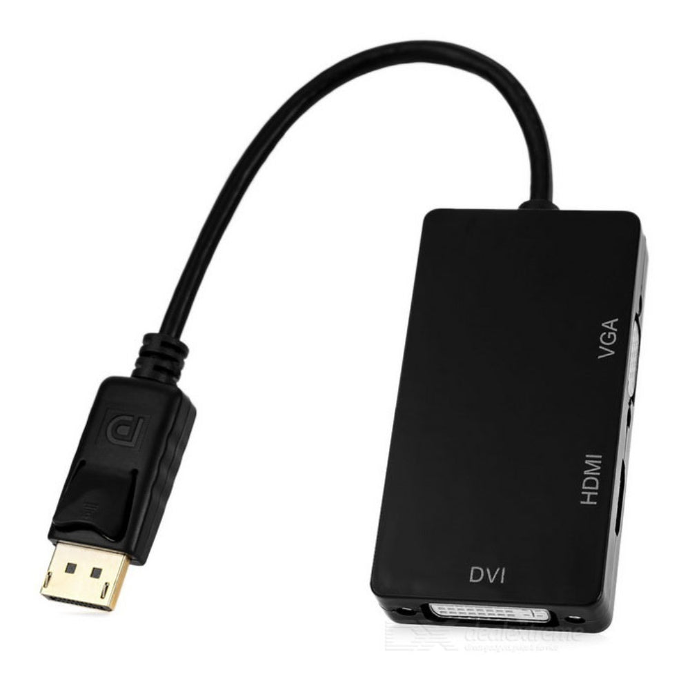 Convertidor 3 en 1 Displayport a HDMI VGA DVI Negro S0254