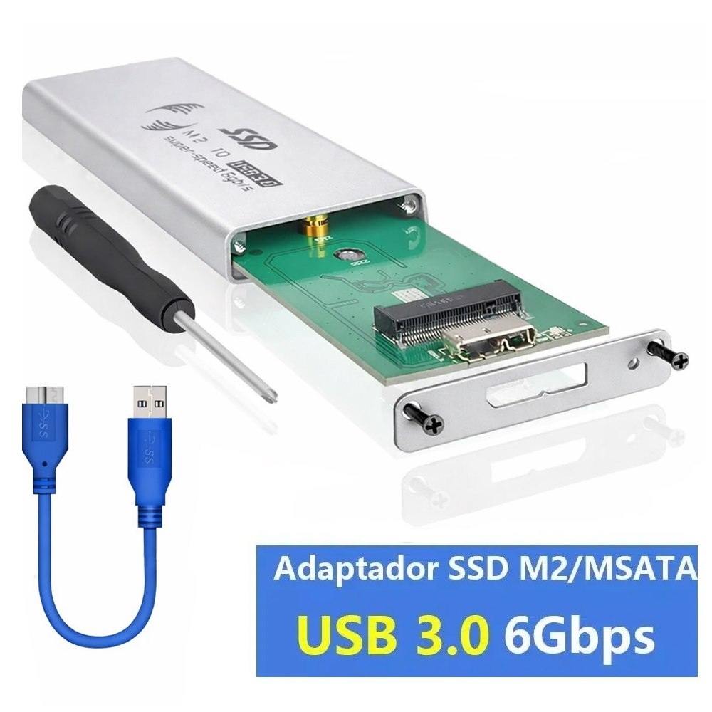Adaptador Convertidor Case SSD Mini M.2 Ngff Sata a USB 3.0 Plata S0273-1