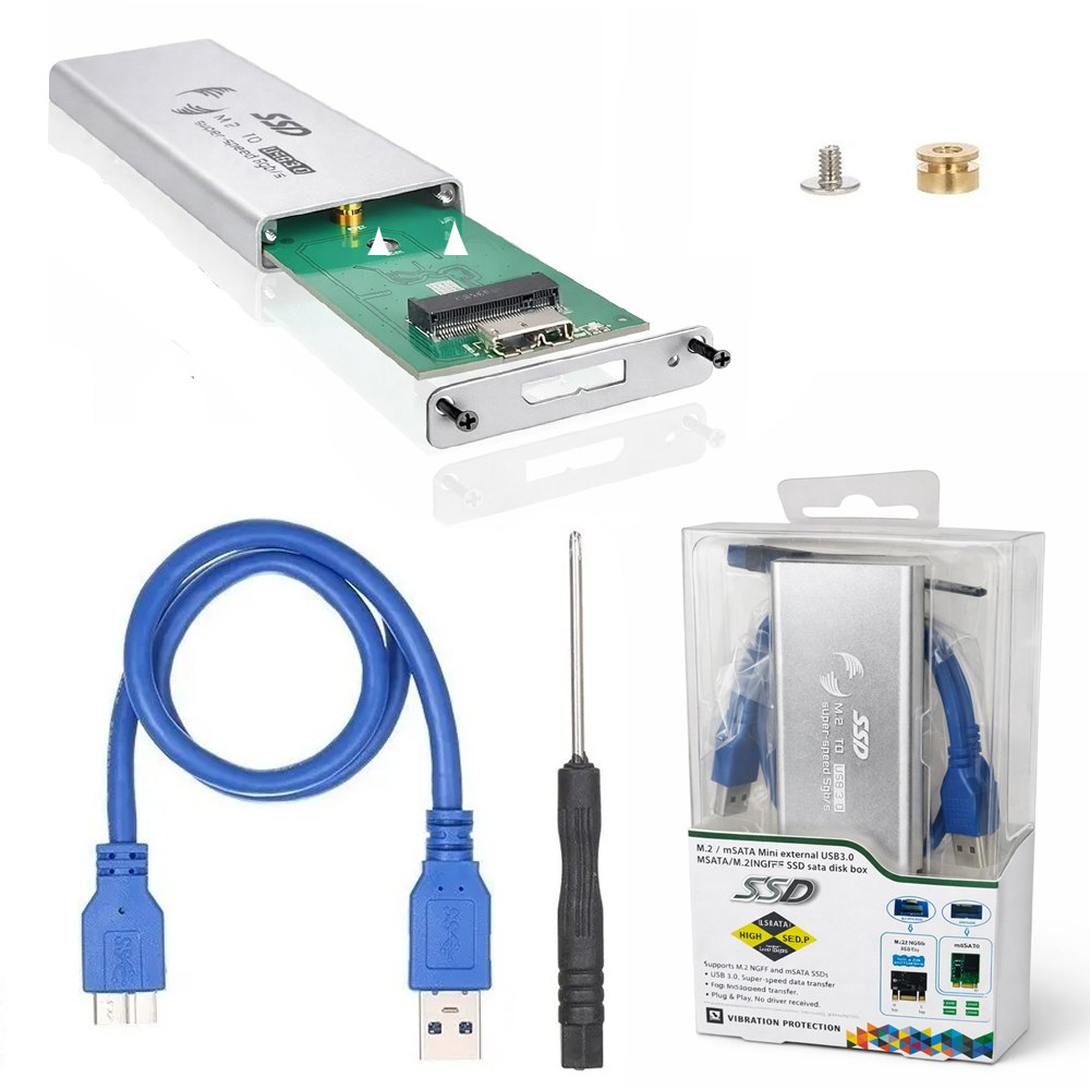 Adaptador Convertidor Case SSD Mini M.2 Ngff Sata a USB 3.0 Plata S0273-1