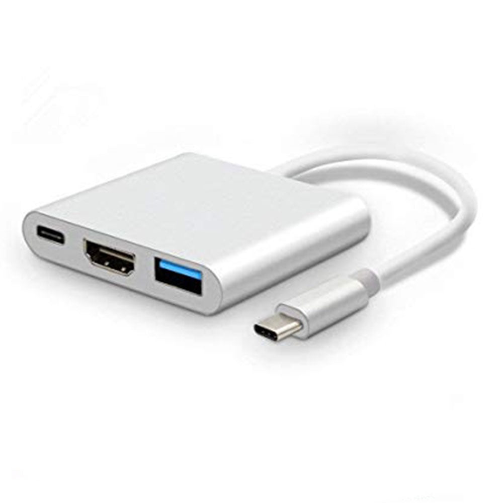 Convertidor Tipo C a HDMI 4K USB 3.0 Tipo C 3 en 1 Multiport Plateado S0277