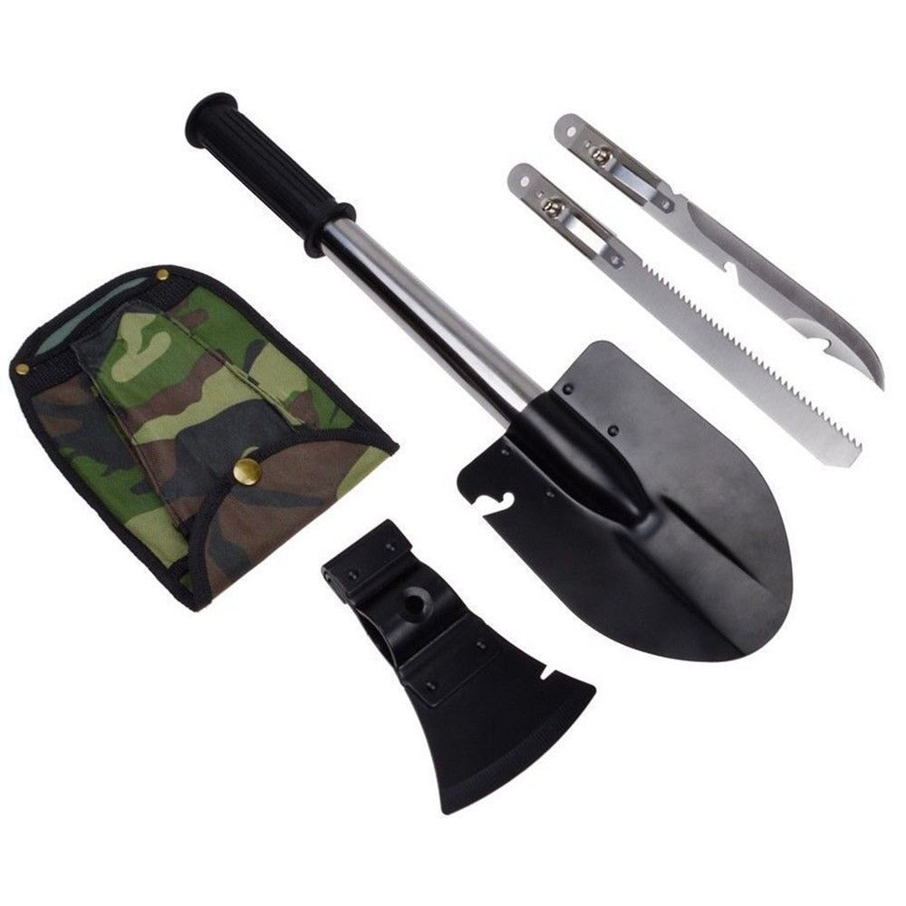 Pala 4 en 1 Camping Plegable Hacha Sierra y Cuchillo + Funda S0281