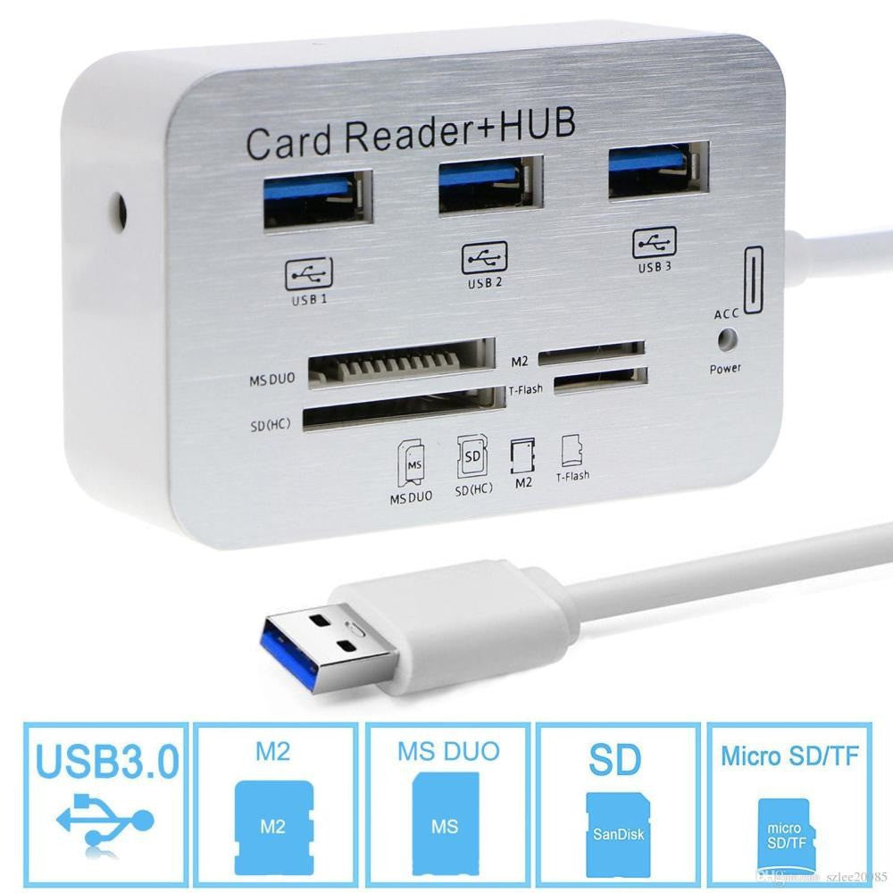 Lector de Tarjetas USB 3.0 Micro SD SD mmc + HUB 3 Puertos USB 3.0 S0288
