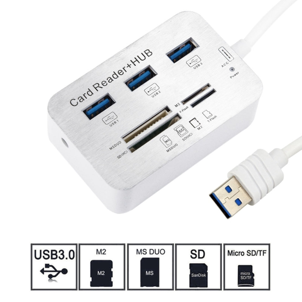 Lector de Tarjetas USB 3.0 Micro SD SD mmc + HUB 3 Puertos USB 3.0 S0288
