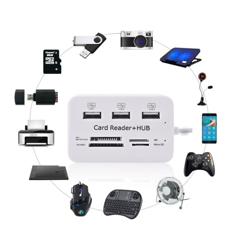 Lector de Tarjetas Tipo C Micro SD SD mmc Md + HUB 3 Puertos USB 3.0 S0289