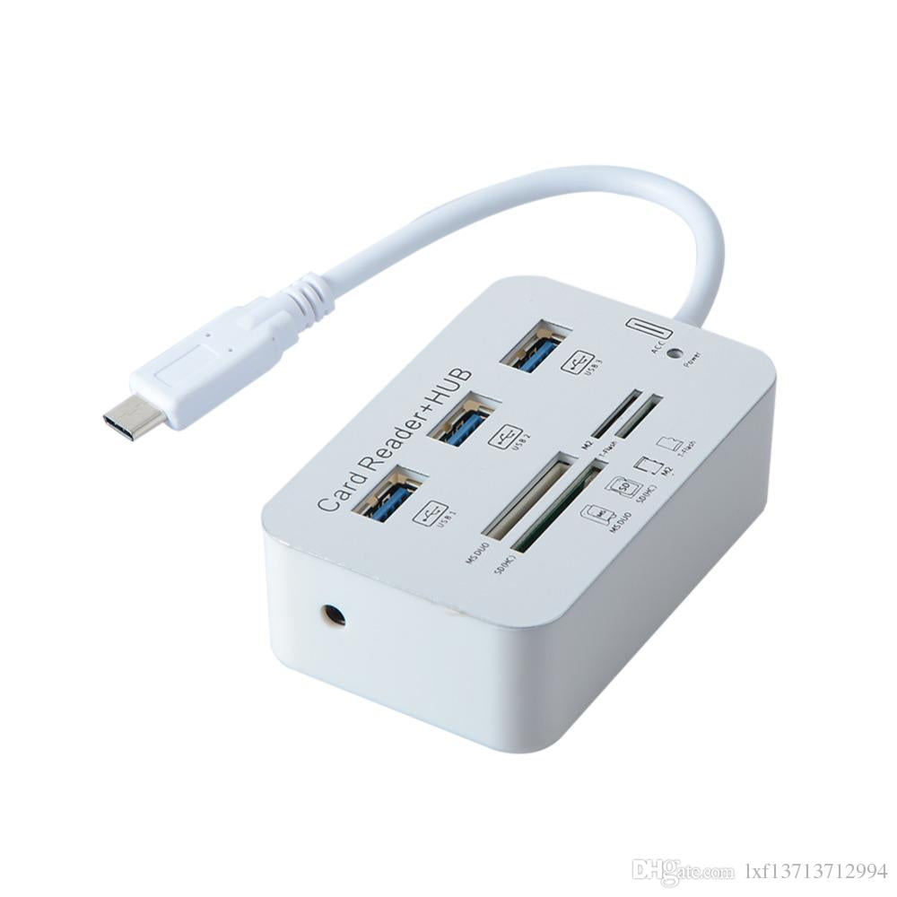 Lector de Tarjetas Tipo C Micro SD SD mmc Md + HUB 3 Puertos USB 3.0 S0289