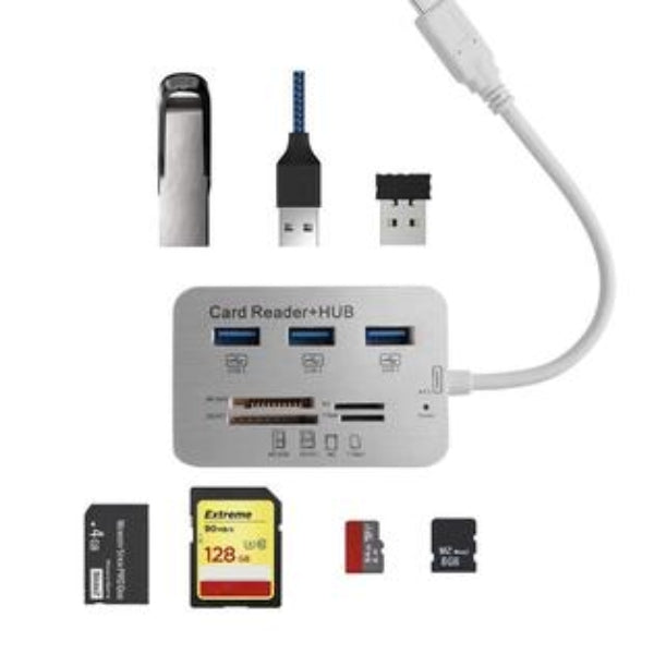 Lector de Tarjetas Tipo C Micro SD SD mmc Md + HUB 3 Puertos USB 3.0 S0289