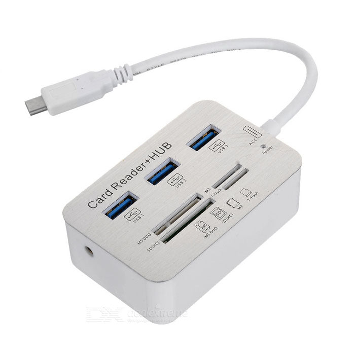 Lector de Tarjetas Tipo C Micro SD SD mmc Md + HUB 3 Puertos USB 3.0 S0289