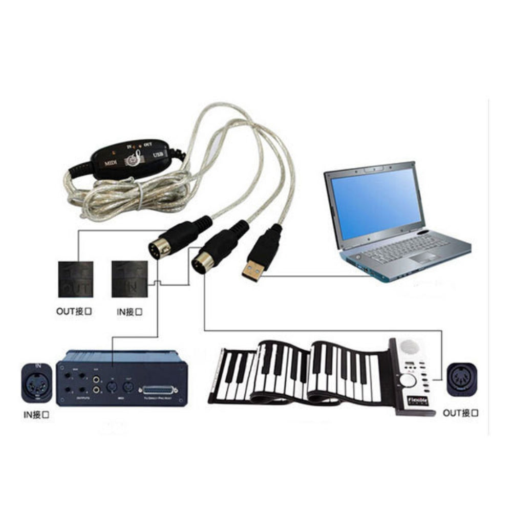 Cable Convertidor USB a MIDI Conecta Teclado Organo a PC 1.8 metros S0305