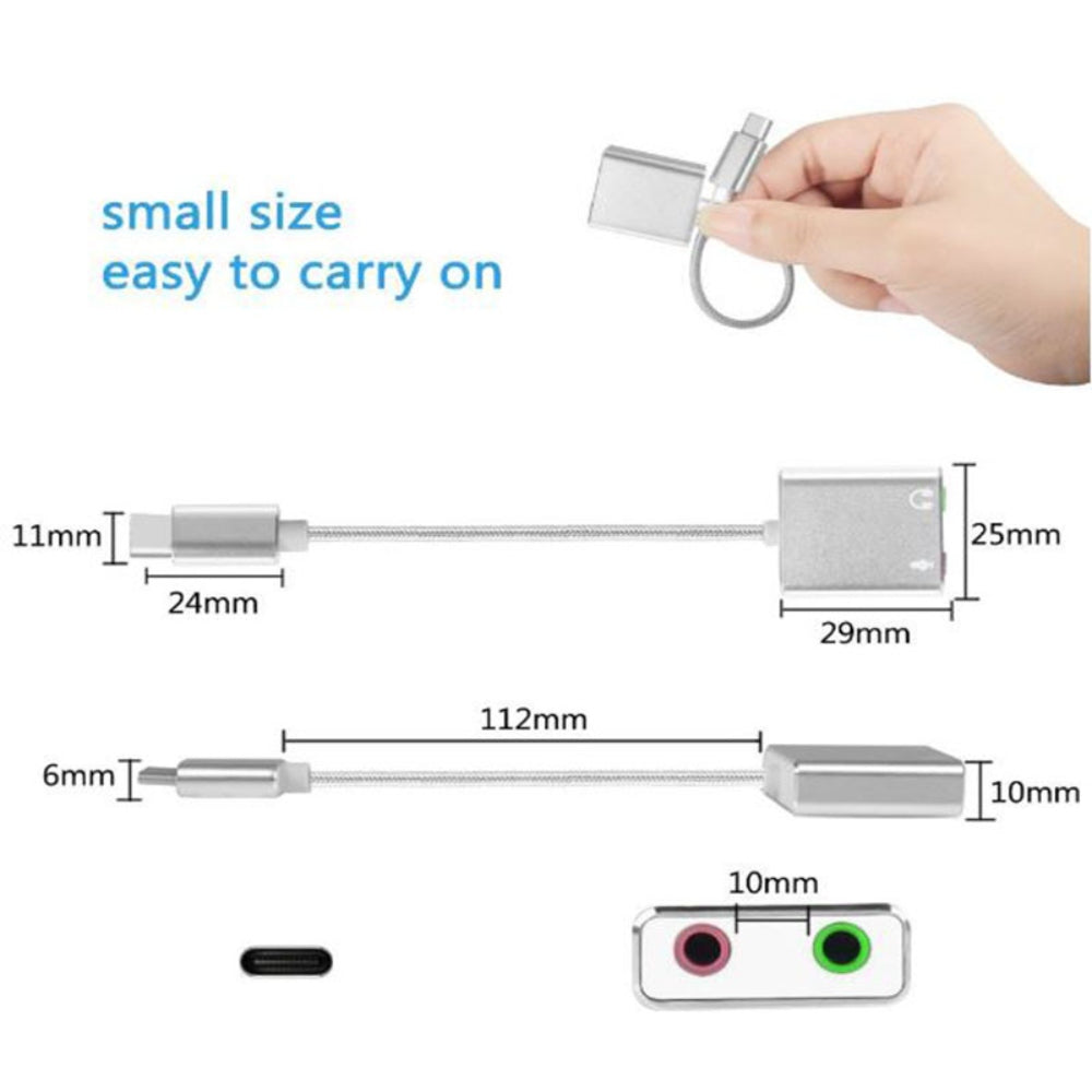 Tarjeta de Sonido Tipo C 7.1 Audio 3d Microfono Externo Usb S0328
